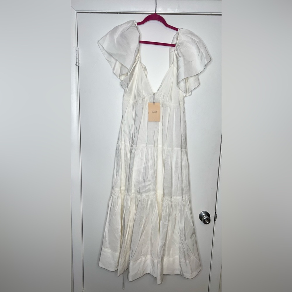 $469 NWT La Ligne Stella ivory linen maxi dress size L